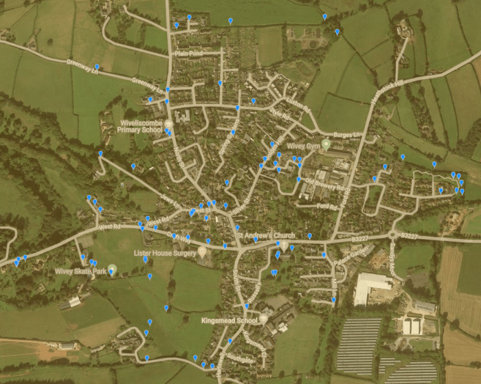 Wiveliscombe Big Bat Survey results map